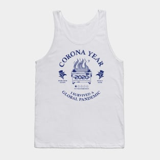 Corona Year 2020 ✅ I Survived A Global Pandemic - Blue Tank Top